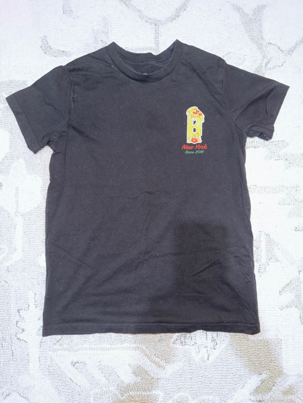 Black Kids Short Sleeve Tee with New York Graphic